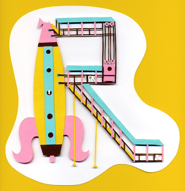 IllustratedType_R_LoRes Illustrated Paper Spacephabet by Jared Andrew Schorr
