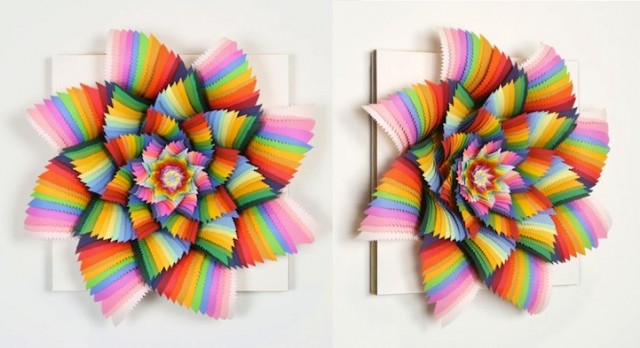 Colorful Three-Dimensional Paper Explosions by Jen Stark for PULSE Los Angeles