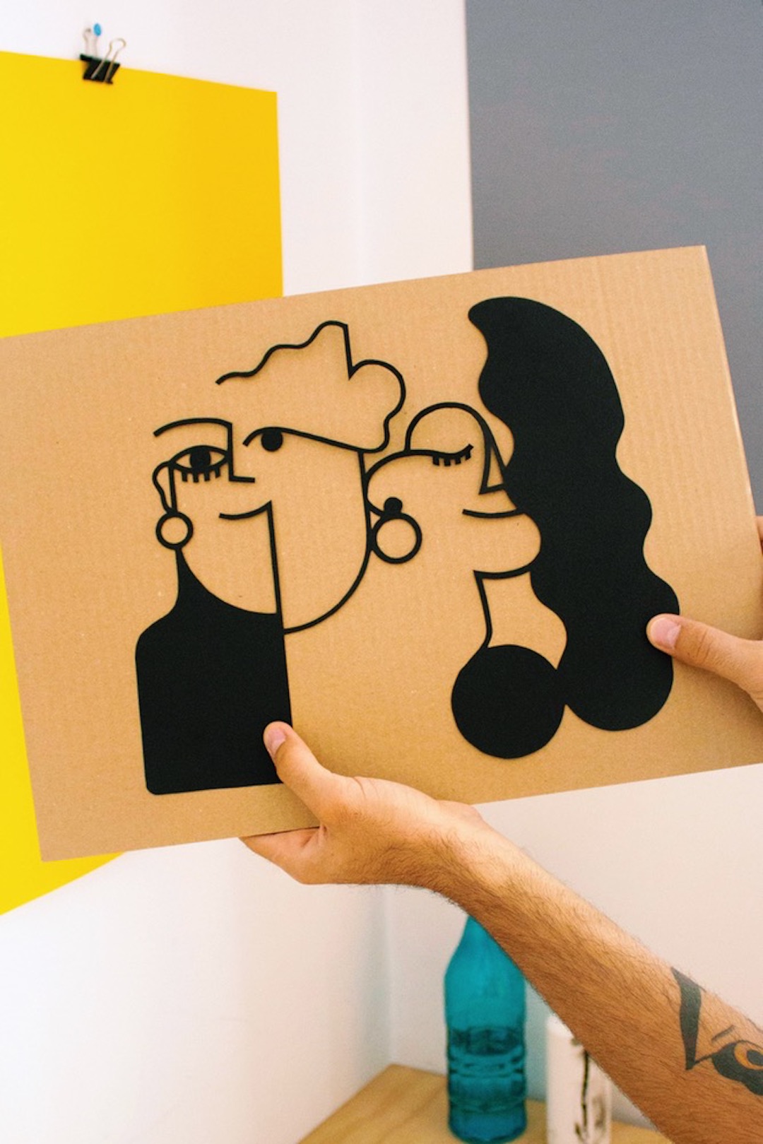 cubist-inspired paper cutouts are effortlessly cut from a single