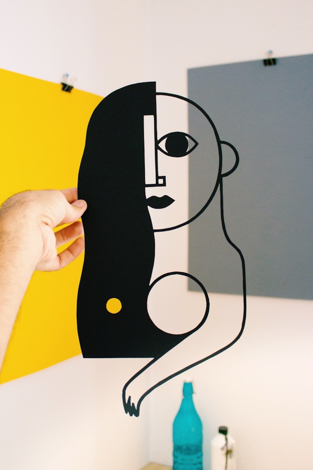 cubist-inspired paper cutouts are effortlessly cut from a single
