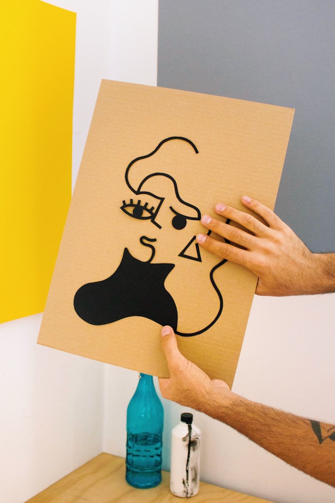 cubist-inspired paper cutouts are effortlessly cut from a single
